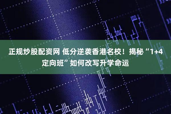 正规炒股配资网 低分逆袭香港名校！揭秘“1+4定向班”如何改写升学命运